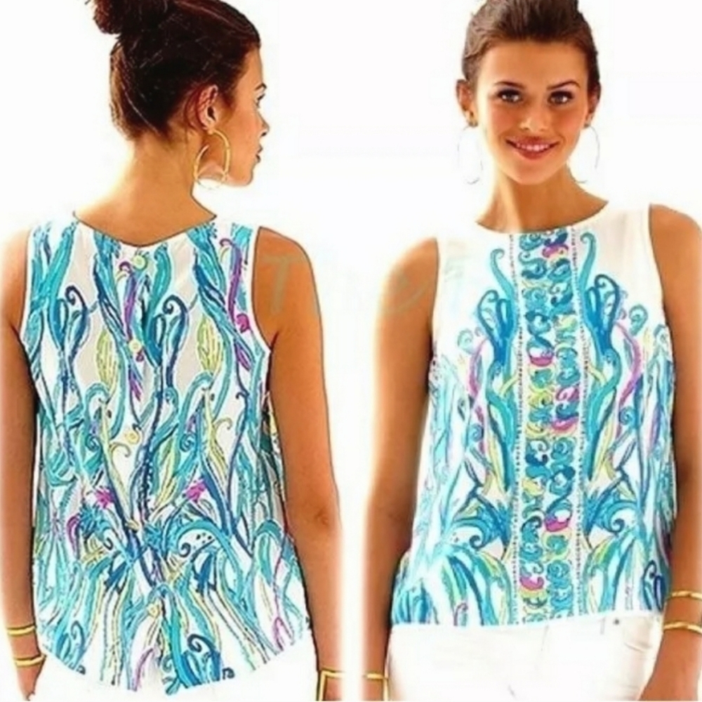 Lilly Pulitzer Iona Sleeveless Silk Shell top Size XS